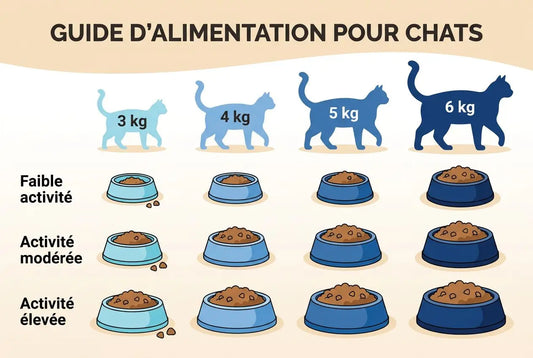 Quantité nourriture chat adulte par jour : guide et tableau