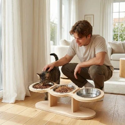 Bol surélevé ergonomique anti - vomissement pour chats sensibles - Univers Chat Nature