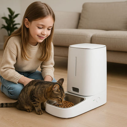Distributeur de croquette pour chat PetSmart chatou deguiste avec une fillette