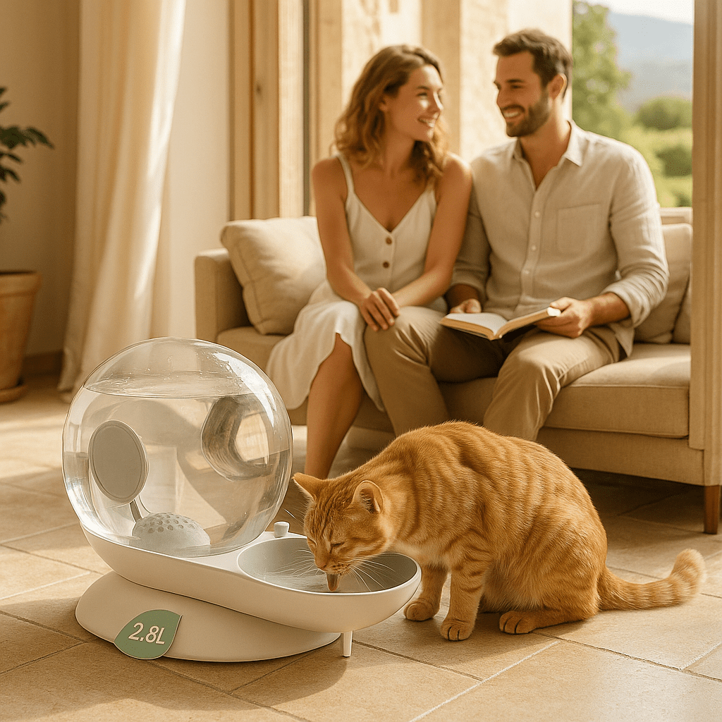 Fontaine à eau chat sans électricité | EcoSip™ - Univers Chat Nature