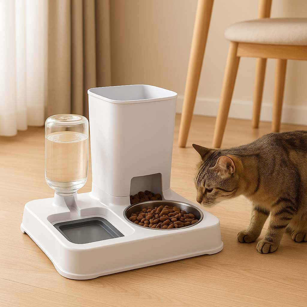 Gamelle Chat Automatique FeedinGo salle à manger avec Miou