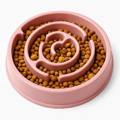 Gamelles anti glouton chat paw macarons rose rond