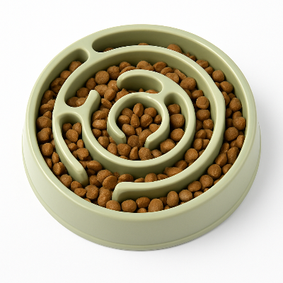 Gamelles anti glouton chat paw macarons verte rond