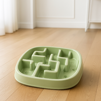 Gamelles anti glouton chat paw macarons verte