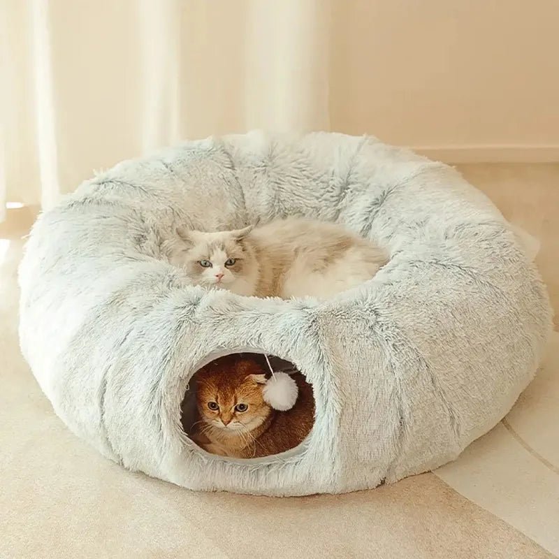 Lit pour Chat - CatLitTunnel™ - Gris - Univers Chat Nature