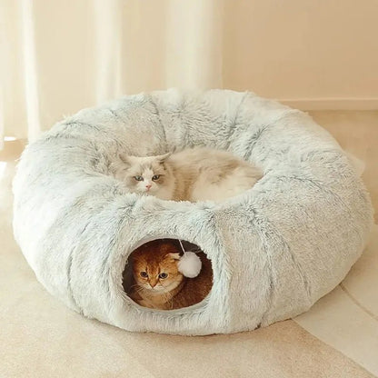 Lit pour Chat - CatLitTunnel™ - Gris - Univers Chat Nature