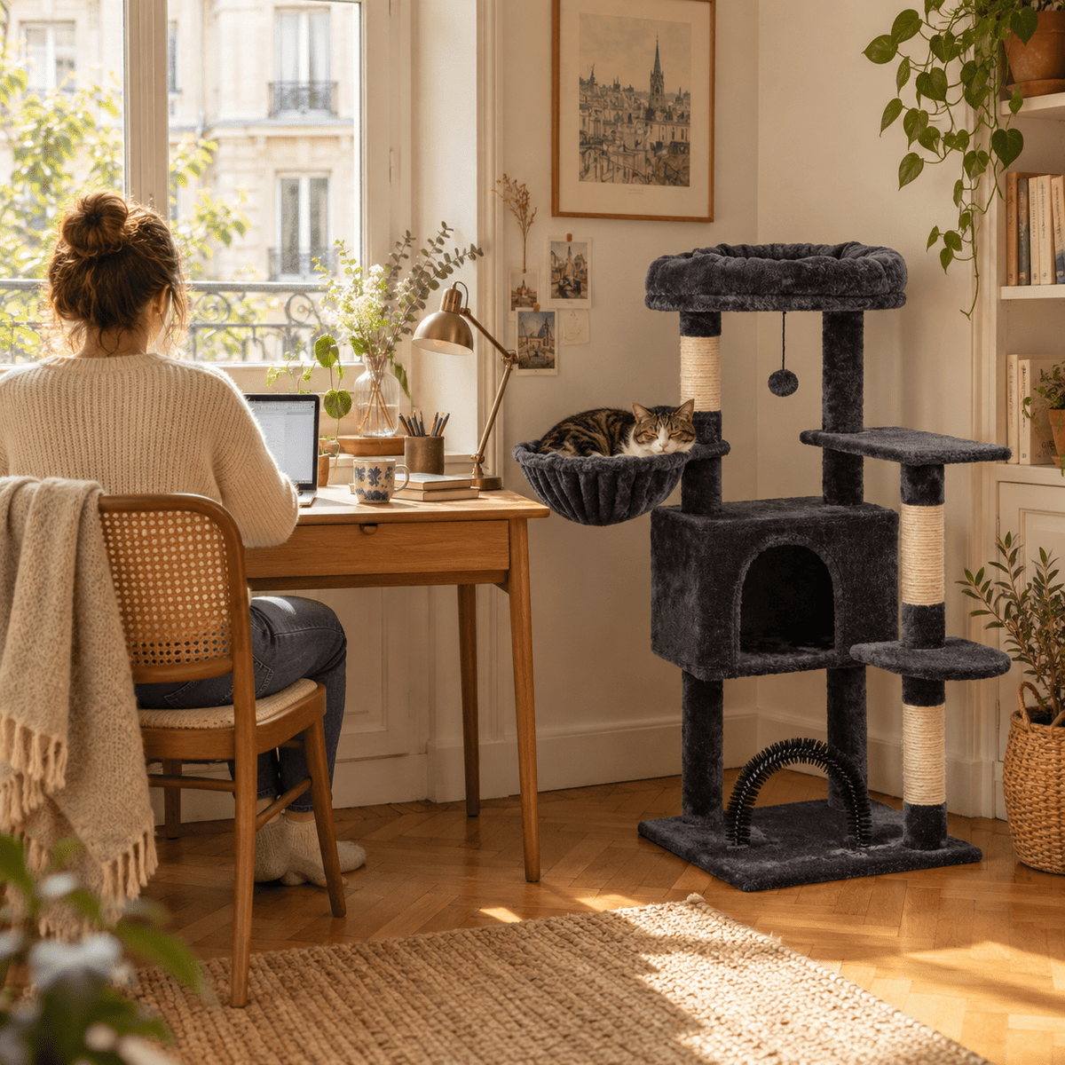 Arbre à chat Robuste Félin™ - Base large et poteaux épais, sans fixation murale - Univers Chat Nature