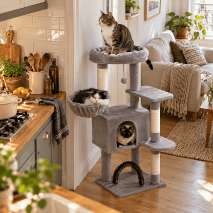 Arbre à chat Robuste Félin™ - Base large et poteaux épais, sans fixation murale - Univers Chat Nature