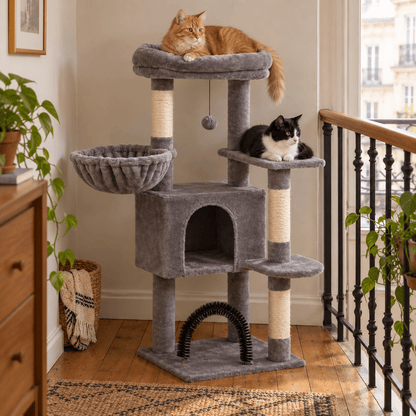 Arbre à chat Robuste Félin™ - Base large et poteaux épais, sans fixation murale - Univers Chat Nature