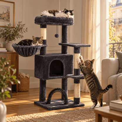 Arbre à chat Robuste Félin™ - Base large et poteaux épais, sans fixation murale - Univers Chat Nature