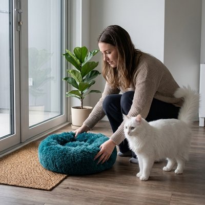 Coussin Chat Dorsalin™ offrant un espace douillet et sécurisant qui épouse naturellement la posture enroulée des félins