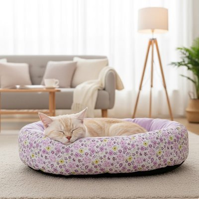 Coussin pour chat Dorsylia™ en Tissu avec motifs floraux apportant une touche décorative qui s'intègre harmonieusement dans l'intérieur