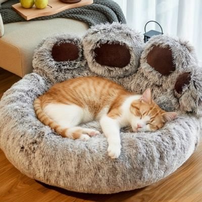 Coussin pour chat Pattinelle™, Design ludique et original reproduisant une patte d'animal avec ses coussinets pour un effet visuel adorable