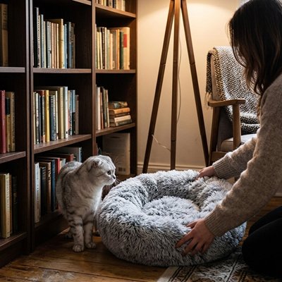 Coussin pour Chat Somnora™, Bords ergonomiques appuie-tête: permettent à l'animal de poser sa tête confortablement en position de repos