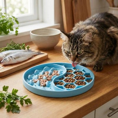 Gamelles anti glouton chat SlowFeast™ : ralentir l’alimentation - Univers Chat Nature