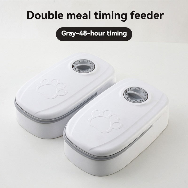 distributeur de croquettes chat petfeeder double gris