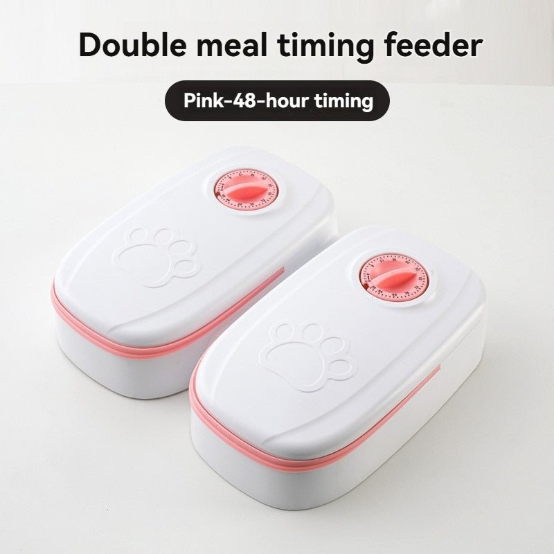 distributeur de croquettes chat petfeeder double rose