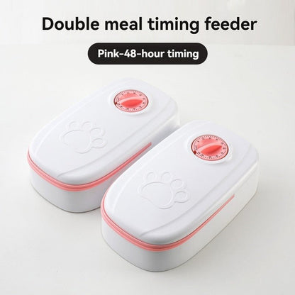 distributeur de croquettes chat petfeeder double rose