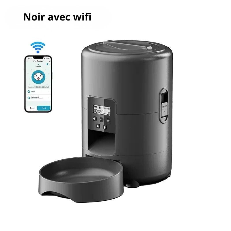 distributeur de croquettes pour chat automatique noir phone avec wifi