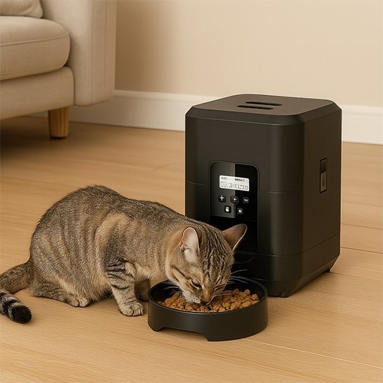 Distributeur de croquettes pour chat autoportion dans belle environnement