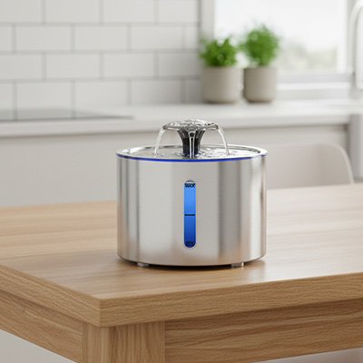 Fontaine à eau Chat | AquaFlor™ inox 304, silencieuse, previent l'acné - Univers Chat Nature
