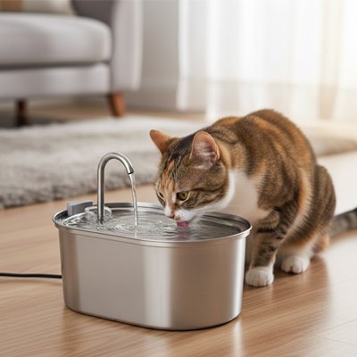 Fontaine à eau Chat 3,2L inox 304, hygienique| Claironda™ - Univers Chat Nature