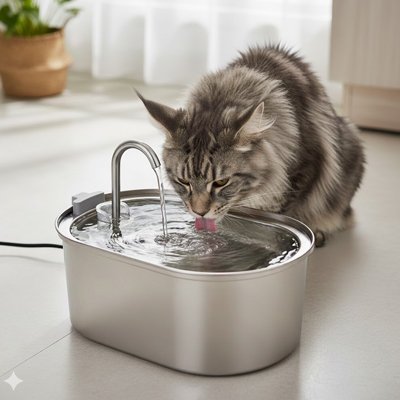 Fontaine à eau Chat 3,2L inox 304, hygienique| Claironda™ - Univers Chat Nature
