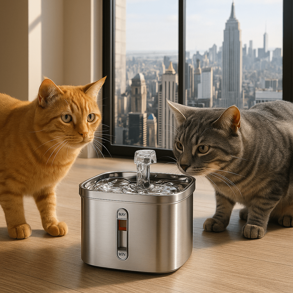 fontaine a eau chat distributeur deau en acier inoxydable xaleau 2chats