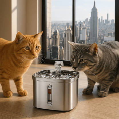 fontaine a eau chat | Distributeur d'eau en acier inoxydable, Xal'eau™ - Univers Chat Nature