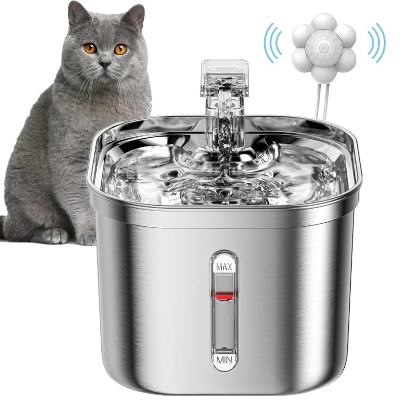 fontaine a eau chat distributeur deau en acier inoxydable xaleau chat fond blanc