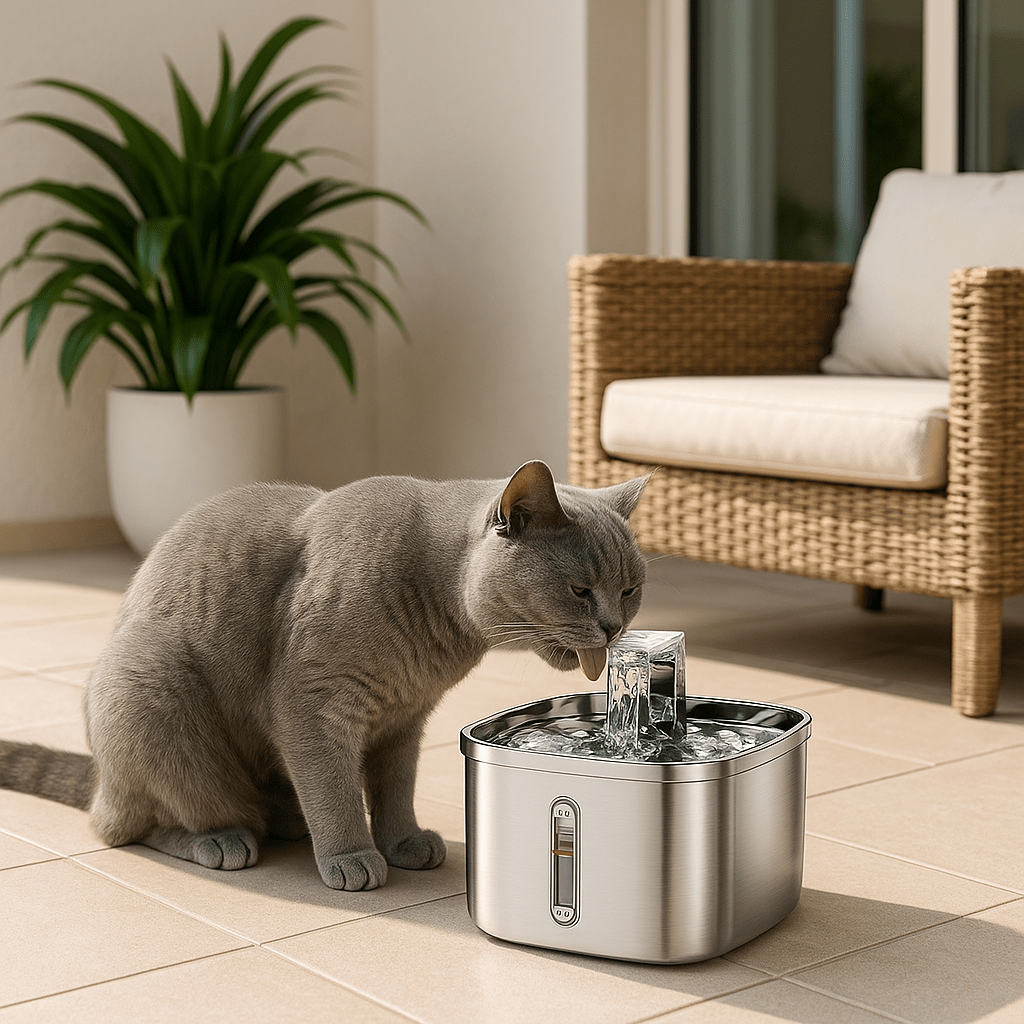 fontaine a eau chat distributeur deau en acier inoxydable xaleau chat pot fleur