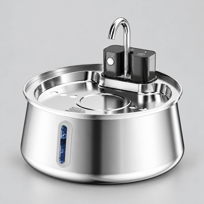 Fontaine à eau chat Hydrélia™ avec capteur de mouvement - Inox 304, 4L, ≤25 dB - Univers Chat Nature