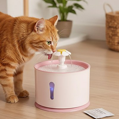 Fontaine a eau Chat LysAqua™ avec son grand volume d'eau permettant une autonomie de plusieurs jours sans remplissage fréquent