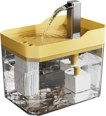 Fontaine a eau pour chat pureauflow jaune seul sur fond blanc