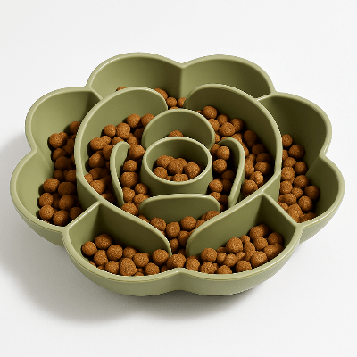 Gamelle Anti - Glouton pour Chat | FeedSmart™ verte remplit des croquette  - Univers Chat Nature