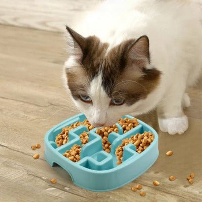 Gamelle anti glouton chat DigestCare™ bleu avec labyrinthe pour manger 10x plus lent et un minou s'alimente