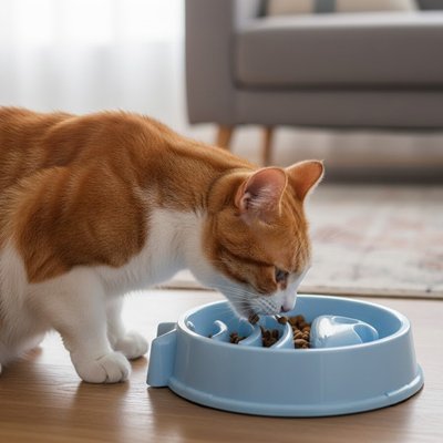 Gamelle chat anti glouton  Labyrinthe Fish™  avec un chat mange lentement - Univers Chat Nature