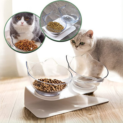 Gamelle pour chat bel design avec un chat à coté