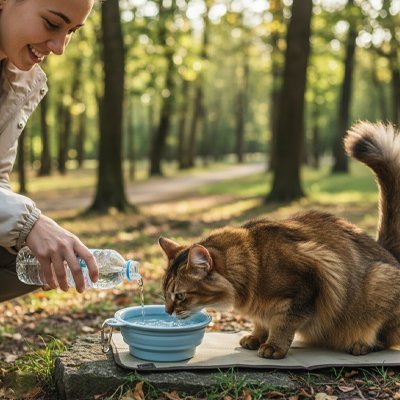 Gamelle pour chat pliable : Compacte Légère et facile à nettoyer NomadePaw™ - Univers Chat Nature