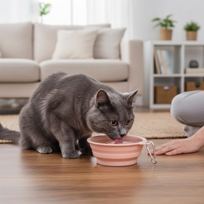 Gamelle pour chat pliable : Compacte Légère et facile à nettoyer NomadePaw™ - Univers Chat Nature