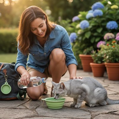 Gamelle pour chat pliable : Compacte Légère et facile à nettoyer NomadePaw™ - Univers Chat Nature