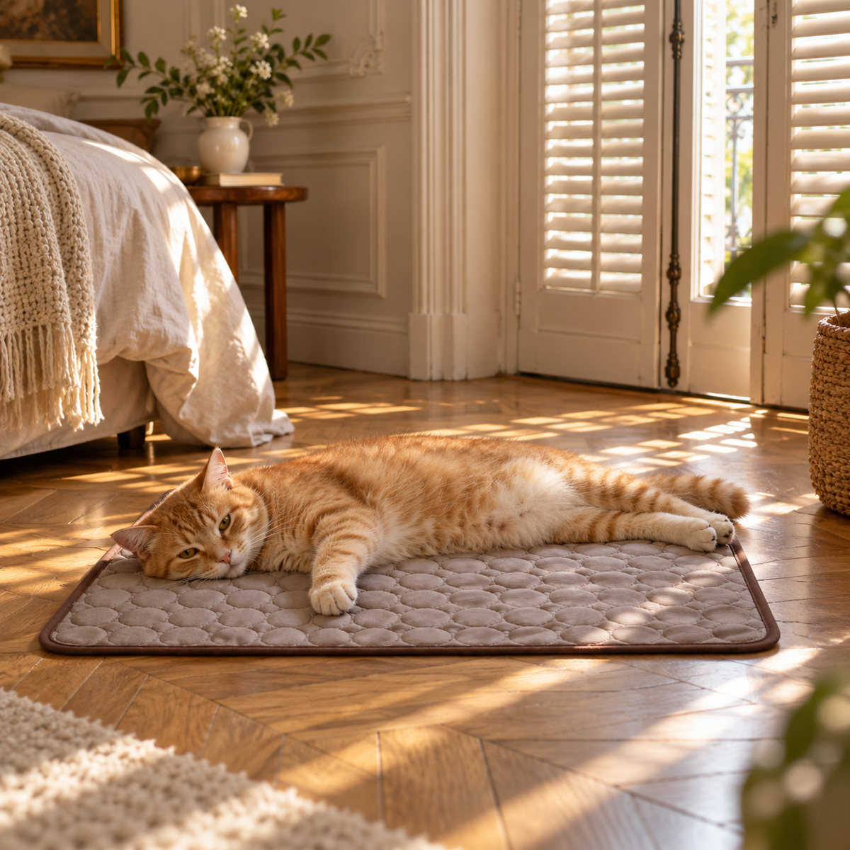 Tapis rafraîchissant chat Fraîcheur d'Été™ - Soie glacée, 3 tailles, 3 coloris