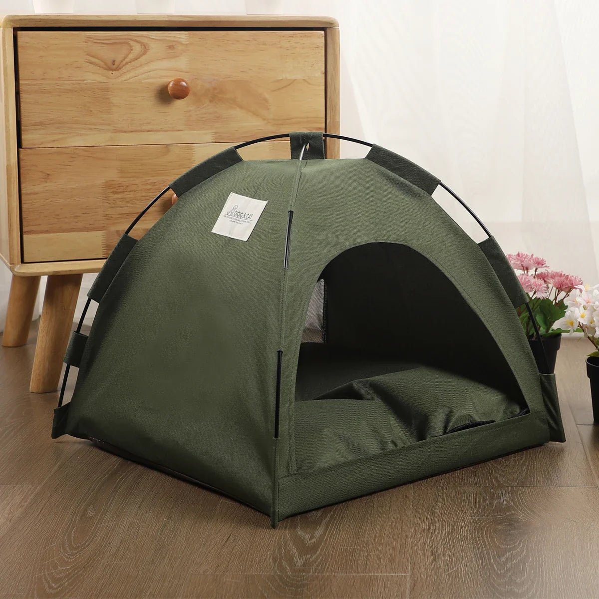 Tente Chat - CatTentBed™ - Vert Militaire - Univers Chat Nature